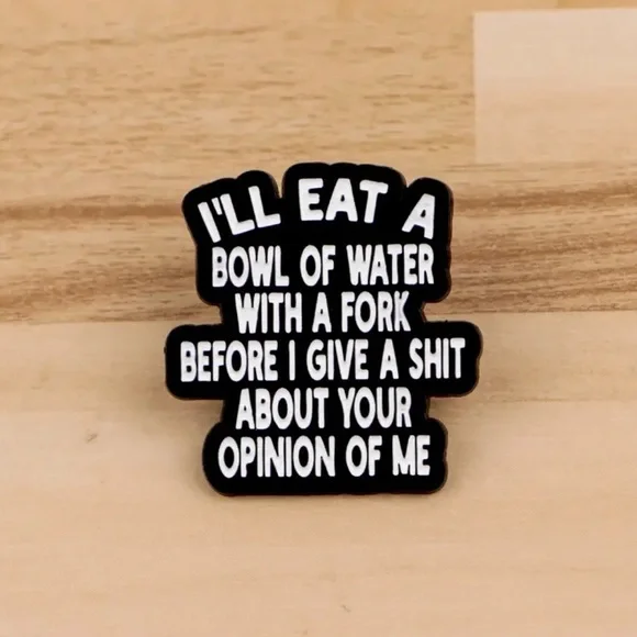 Black and White Graphic Sarcastic Pin Brooch NEW - Picture 4 of 4